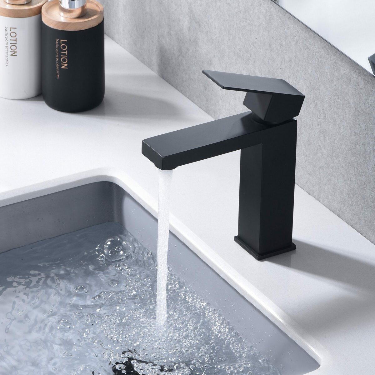 Bild 2 von Sumerain Waschtischarmatur wasserhahn badezimmer,schwarze waschbeckenarmaturen (einhebelmischer waschbecken,wasserhahn badezimmer, waschtischarmatur schwarz) mischbatterie,waschtischarmatur schw