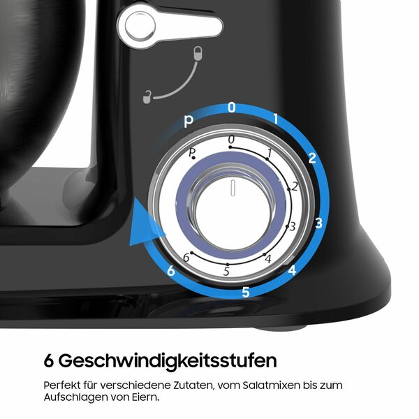 Bild 4 von iceagle Küchenmaschine SC-223 Küchenmaschine Knetmaschine mit 6L Schüssel, 1500,00 W, 6,00 l Schüssel, 6 Geschwindigkeiten mit Rührbesen, Knethaken, Spritzschutz, Schläger