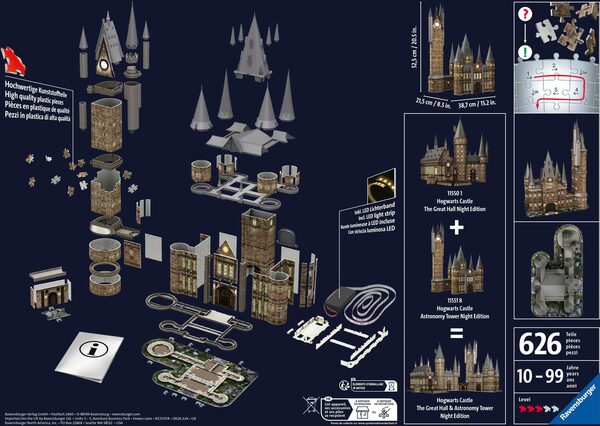 Bild 2 von Ravensburger 3D-Puzzle Harry Potter Hogwarts Schloss - Astronomieturm - Night Edition, 626 Puzzleteile, Made in Europe; FSC® - schützt Wald - weltweit