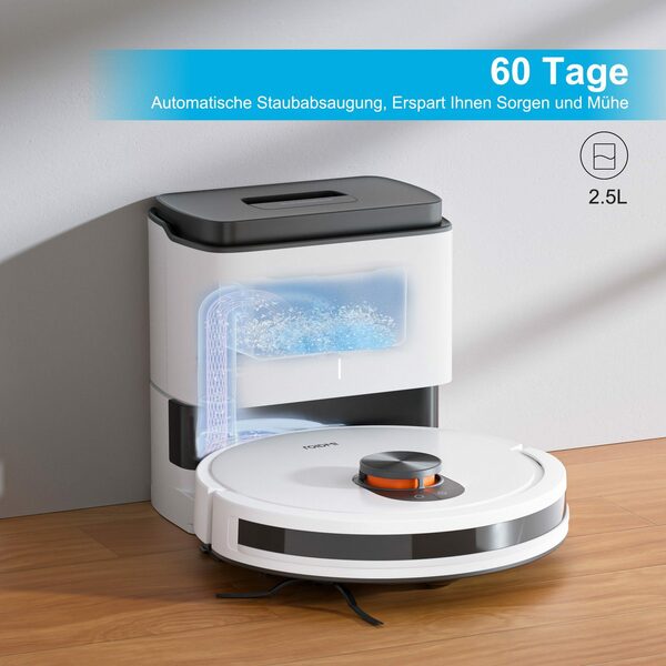 Bild 2 von Roidmi Saugroboter EVE CC, 40,00 W, Mit Beutel, 4000Pa Staubsauger Roboter Mit Wischfunktion, Selbstaufladender, Mit No-Go-Zonen, Appsteuerung,180 Min,Hinderniserkennung,Fur Alle Fussbodenarten