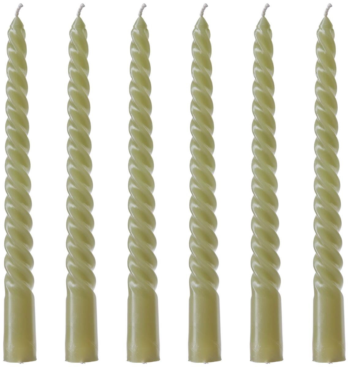 Bild 1 von Stabkerze Twisto I in Olivgrün, 6-teilig