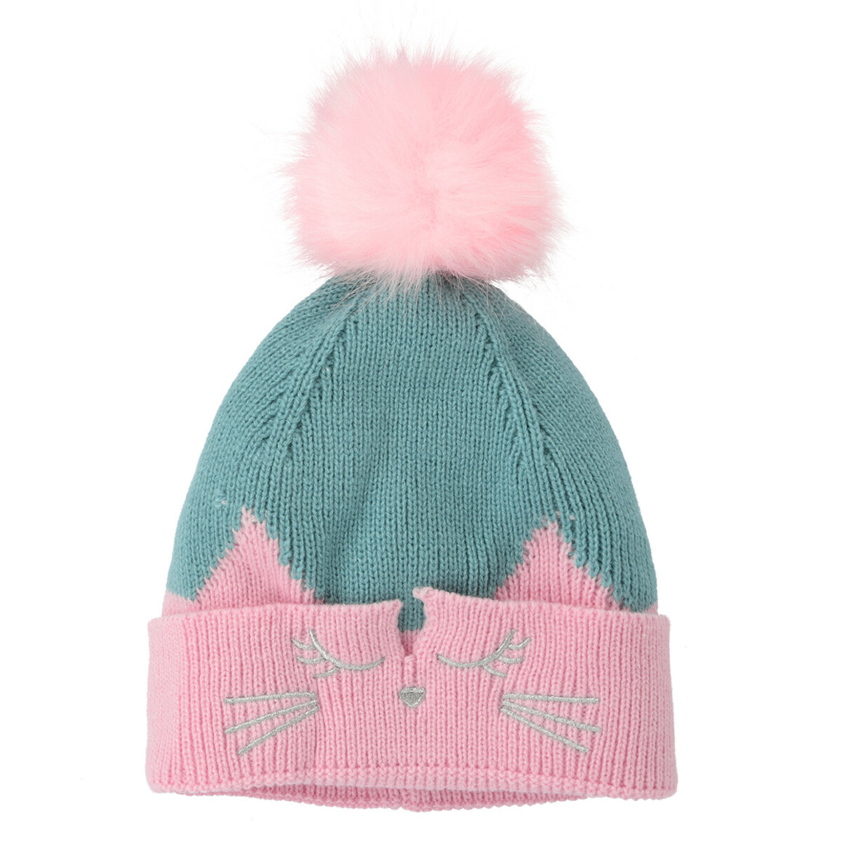 Bild 1 von Mädchen Strickmütze mit Katzen-Stickerei