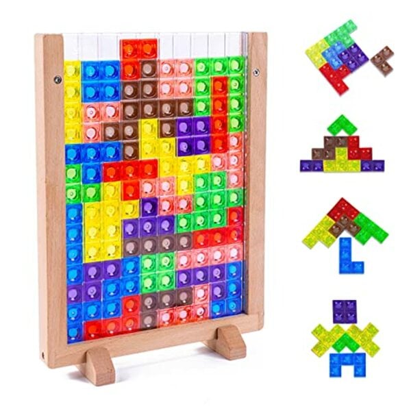 Bild 1 von Montessori Spielzeug ab 3 4 5 Jahre, 3D transparentes Gehirn Spielzeug, Tetris Spiel Puzzle Set, Intelligenz Bunte Blöcke Gehirnspielzeug für Kinder 3 4 5 6 Jahre alt, Geschenk für Jungen und Mäd