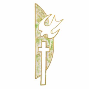 efco Wachsdekor Kreuz und Taube grün-gold 15x5,5cm