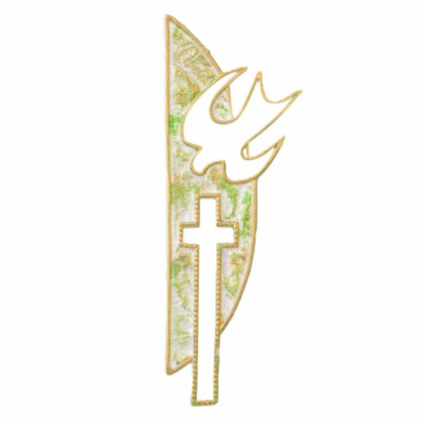 Bild 1 von efco Wachsdekor Kreuz und Taube grün-gold 15x5,5cm