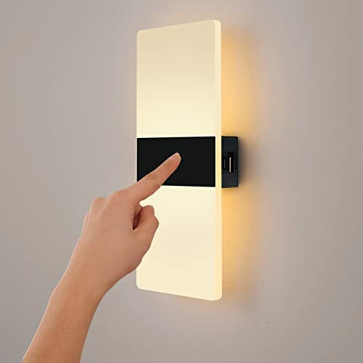 VOMI LED Wandleuchte Kabellos mit Schalter, LED Wandlampe Akku USB