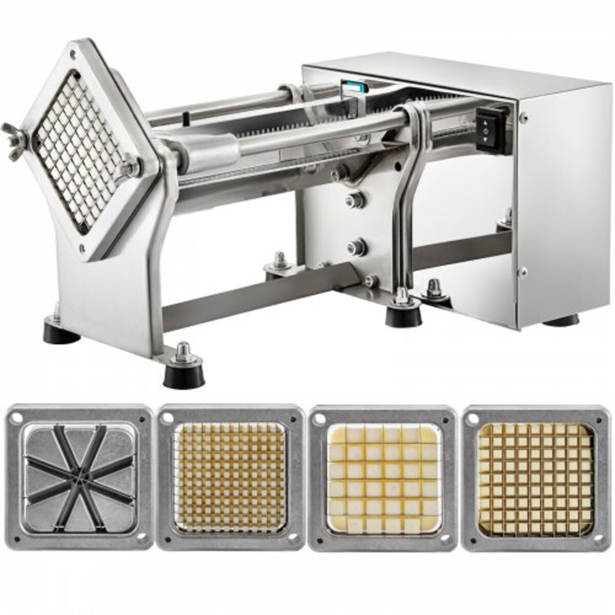 LHS Gemüsezerkleinerer 4-in-1 – Mit Behälter, Klingen & Bürsten, Grau, Spülmaschinenfest