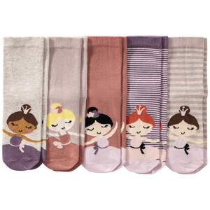 5 Paar Baby Socken mit Ballerina-Motiven