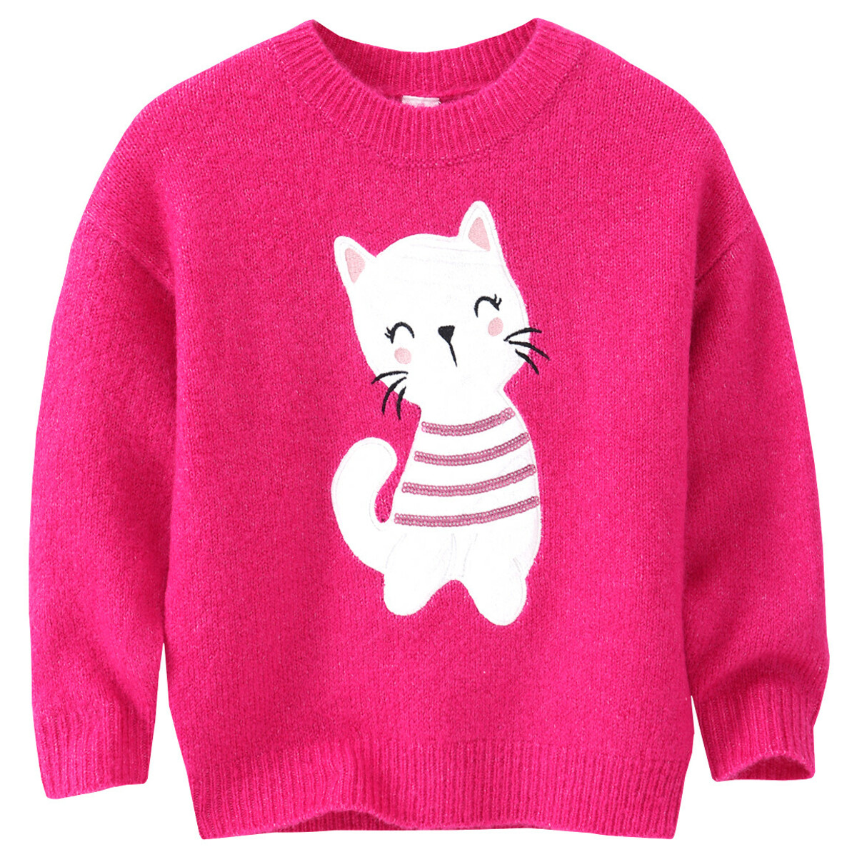 Bild 1 von Mädchen Strickpullover mit Katzen-Applikation