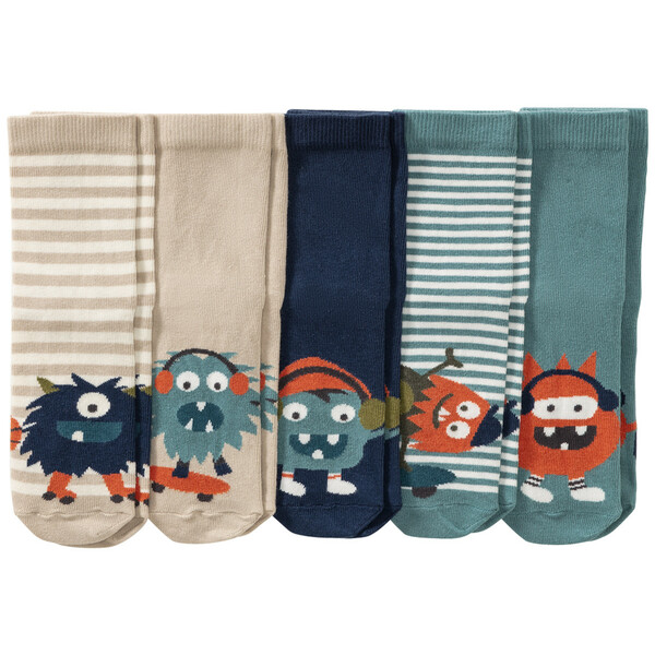Bild 1 von 5 Paar Baby Socken mit Monster-Motiven