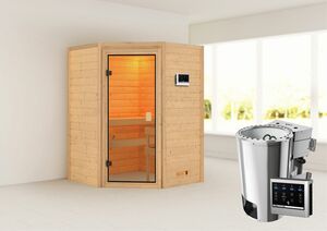 Karibu Sauna "Rysum" SET naturbelassen mit Ofen 3,6 kW Bio ext. Strg.