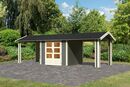 Bild 1 von Karibu Gartenhaus "Gartenhaus Verino X" SET terragrau mit 2x Dachausbau, Schindeln, Boden, Dachrinne