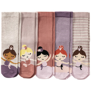 5 Paar Mädchen Socken mit Ballerina-Motiven