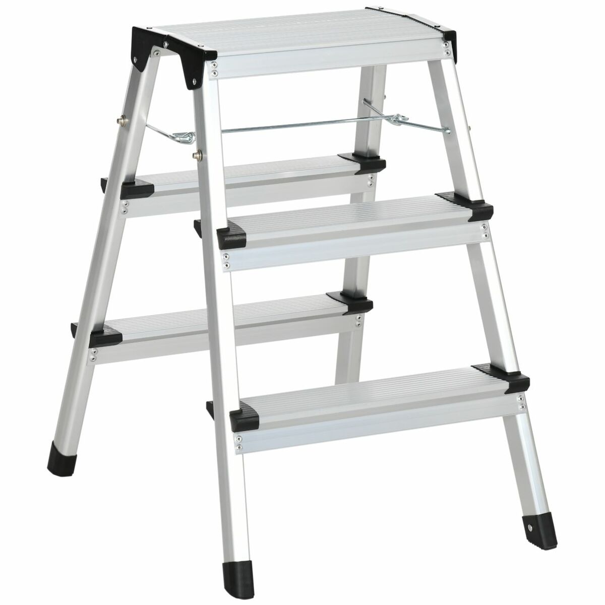 Bild 1 von DURHAND Klappleiter Klapptritt Klappstufen Platzsparender Tritthocker mit 3 Stufen Trittleiter Alumi