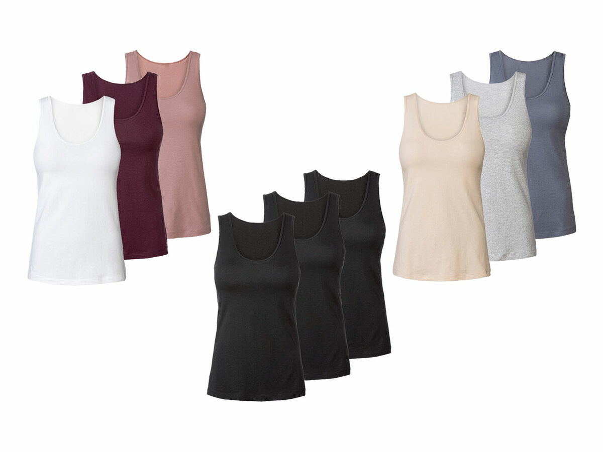 Bild 1 von esmara® Damen Achselhemden, 3 Stück, mit hohem Baumwollanteil