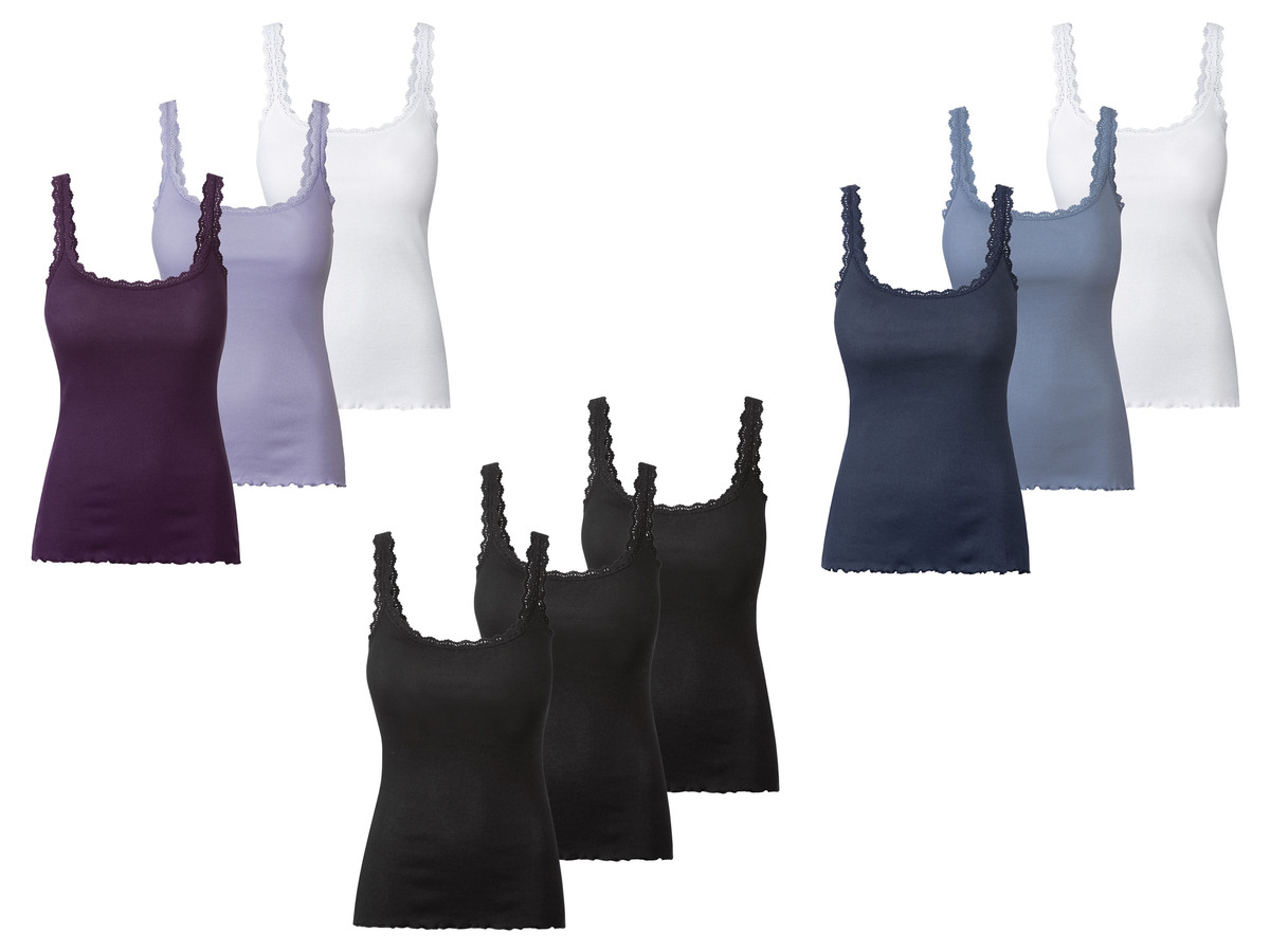 Bild 1 von esmara® Damen Ripptops, 3 Stück, mit Spitze