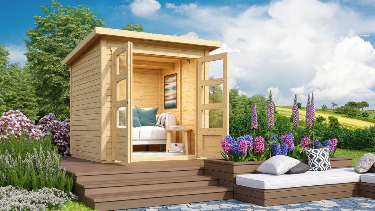 Bild 1 von Karibu Gartenhaus "Stez I" natur SET naturbelassen mit Dachfolie