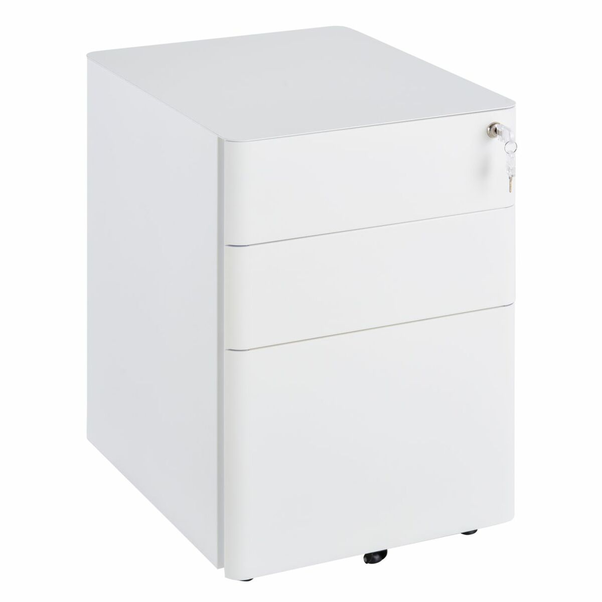 Bild 1 von Vinsetto Rollcontainer, mobiler Aktenschrank mit 3 Schubladen, Büroschrank, Aufbewahrung, Stahl, Wei