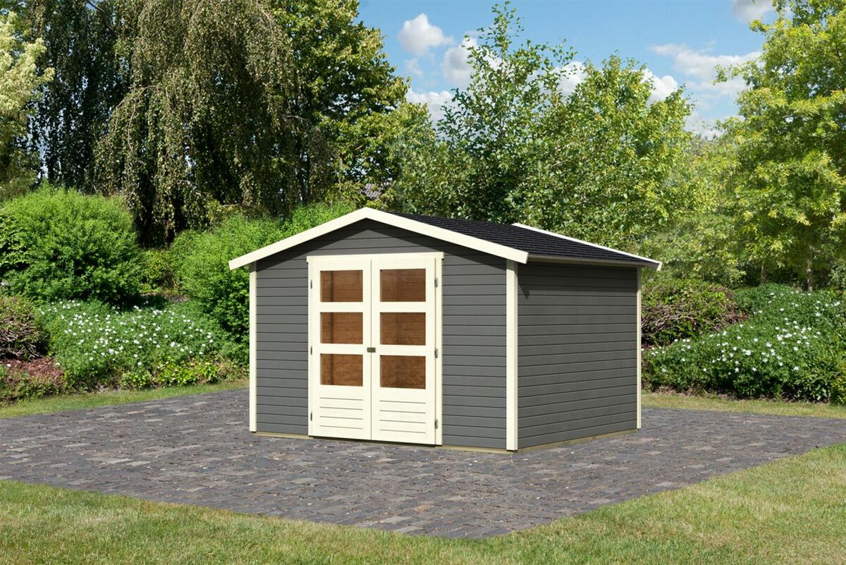 Bild 1 von Karibu Gartenhaus "Leric III" SET terragrau mit Schindeln