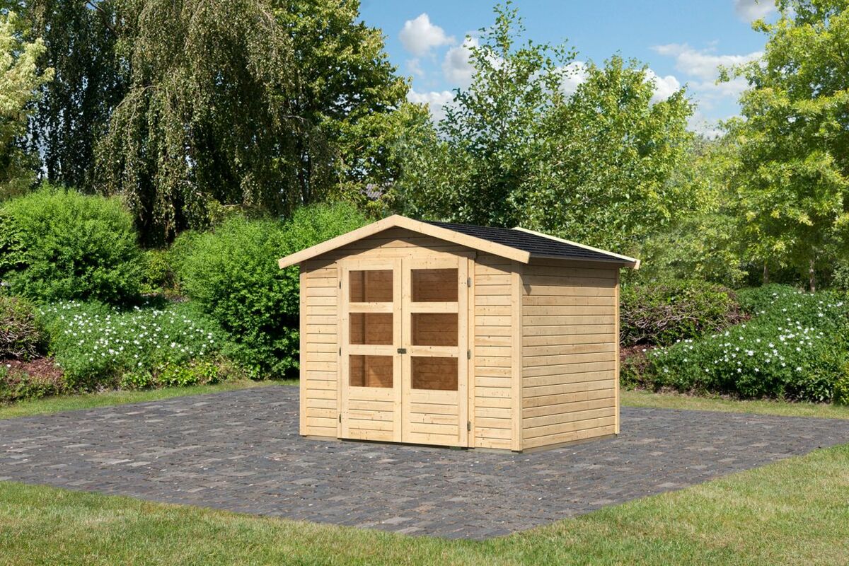 Bild 1 von Karibu Gartenhaus "Leric II" SET naturbelassen mit Schindeln