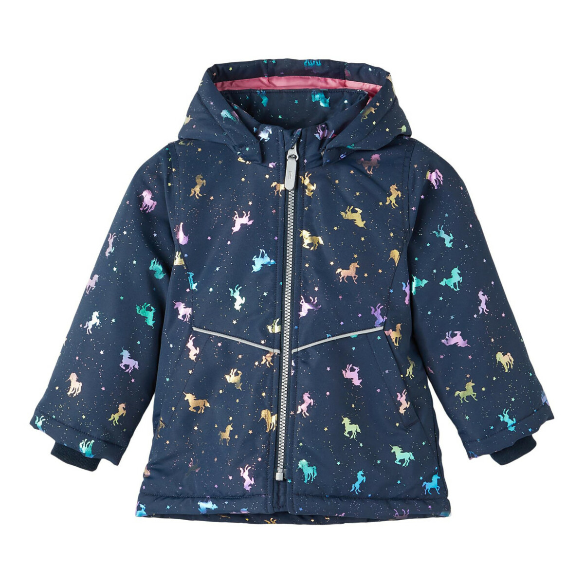 Bild 1 von Mädchen Steppjacke mit abnhembarer Kapuze und Pferde-Print