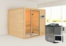 Bild 1 von Karibu Sauna "Aachen" SET naturbelassen mit Ofen 9 kW Bio ext. Strg. Strg.