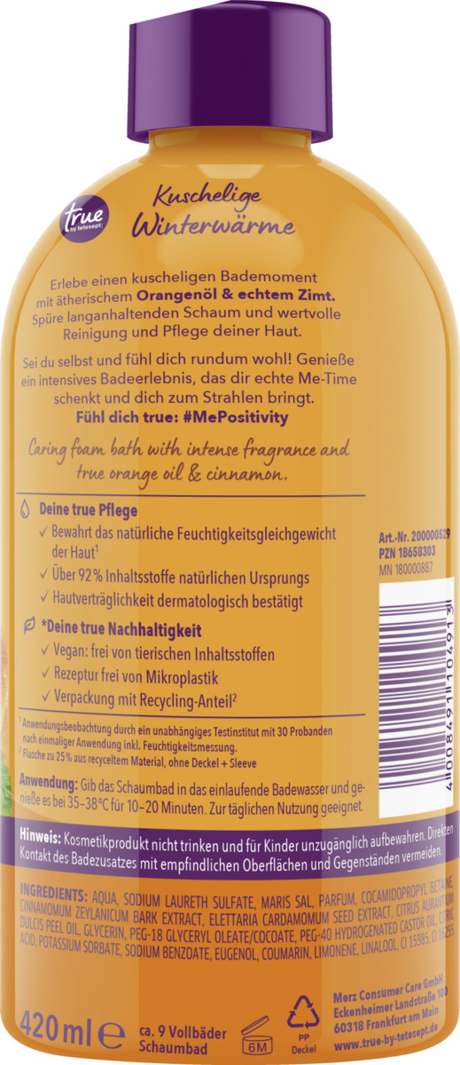 Bild 2 von true by tetesept Pflegendes Schaumbad Kuschelige Winterwärme