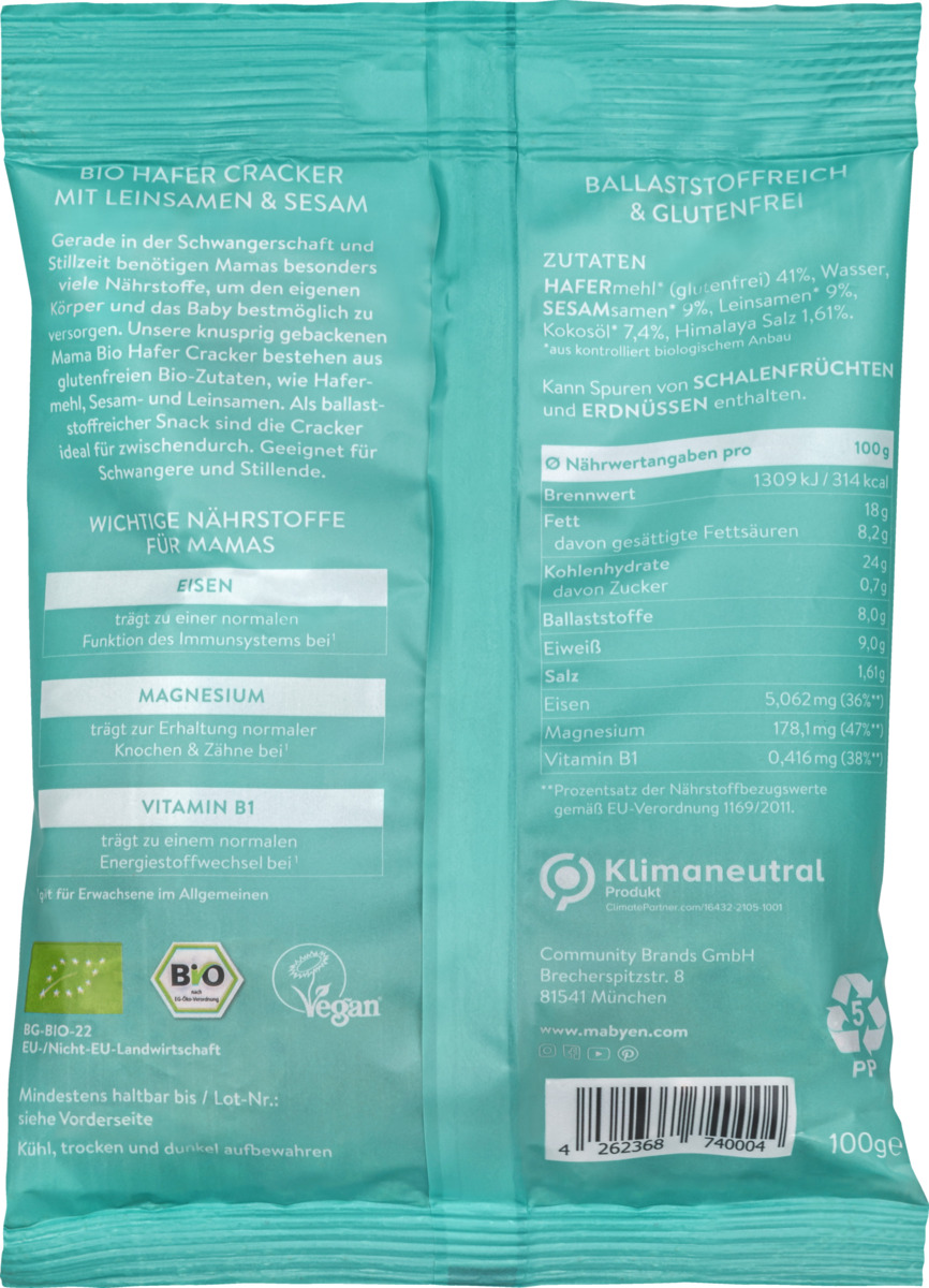 Bild 2 von Mabyen Mama Bio Hafer Cracker