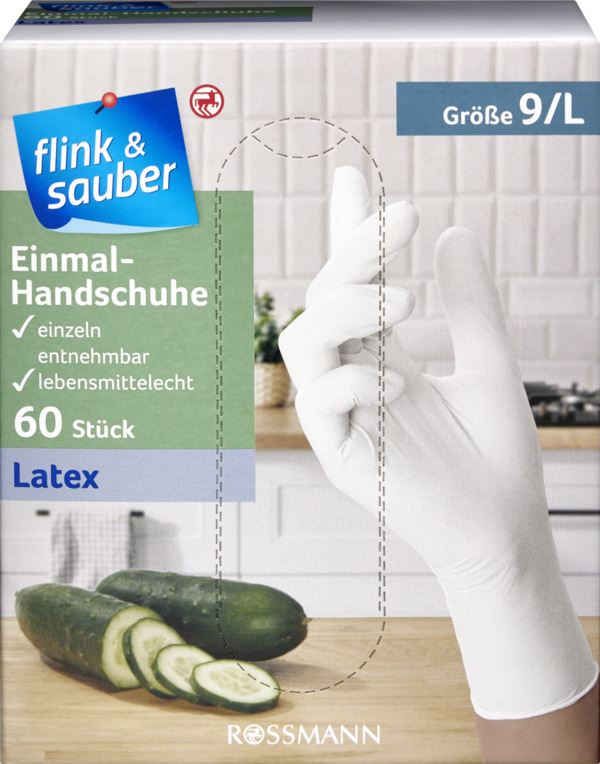 Bild 1 von flink & sauber Einmal-Handschuhe Latex Gr. 9/L