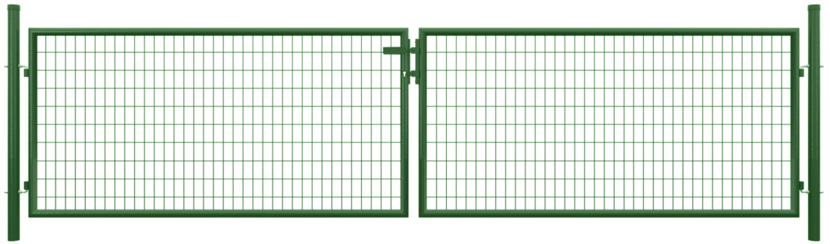 Bild 1 von TETZNER & JENTZSCH - Metall Doppeltor B4000 x H1000 mm inkl. Pfosten + Beschlägen RAL6005 grün