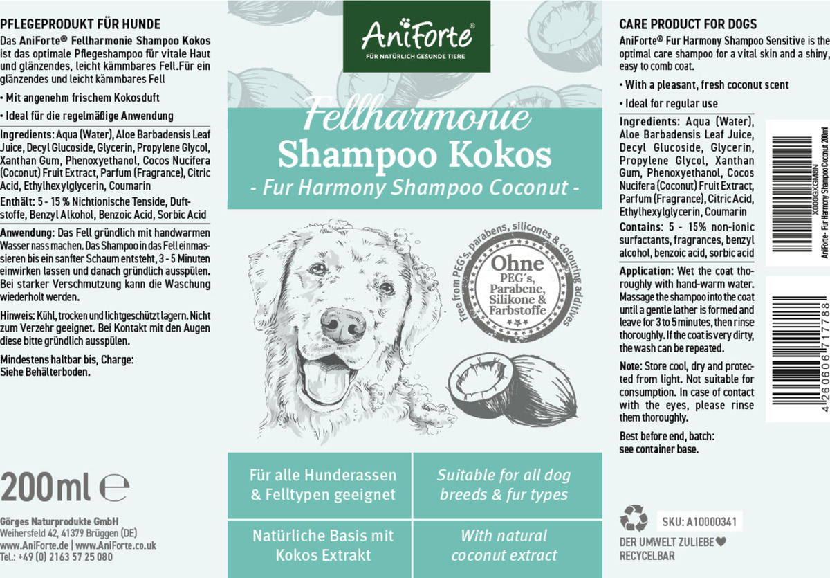 Bild 2 von AniForte Fellharmonie Shampoo Kokos