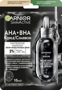 Garnier SkinActive AHA + BHA Kohle Mattierende Serum-Tuchmaske