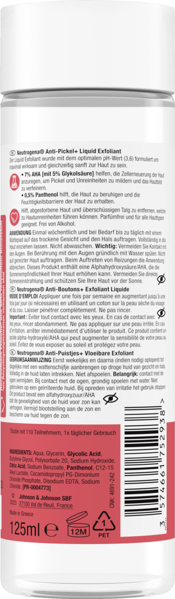 Bild 2 von Neutrogena Anti-Pickel + 7% AHA + Panthenol Liquid Exfoliant Gesichtsreinigung