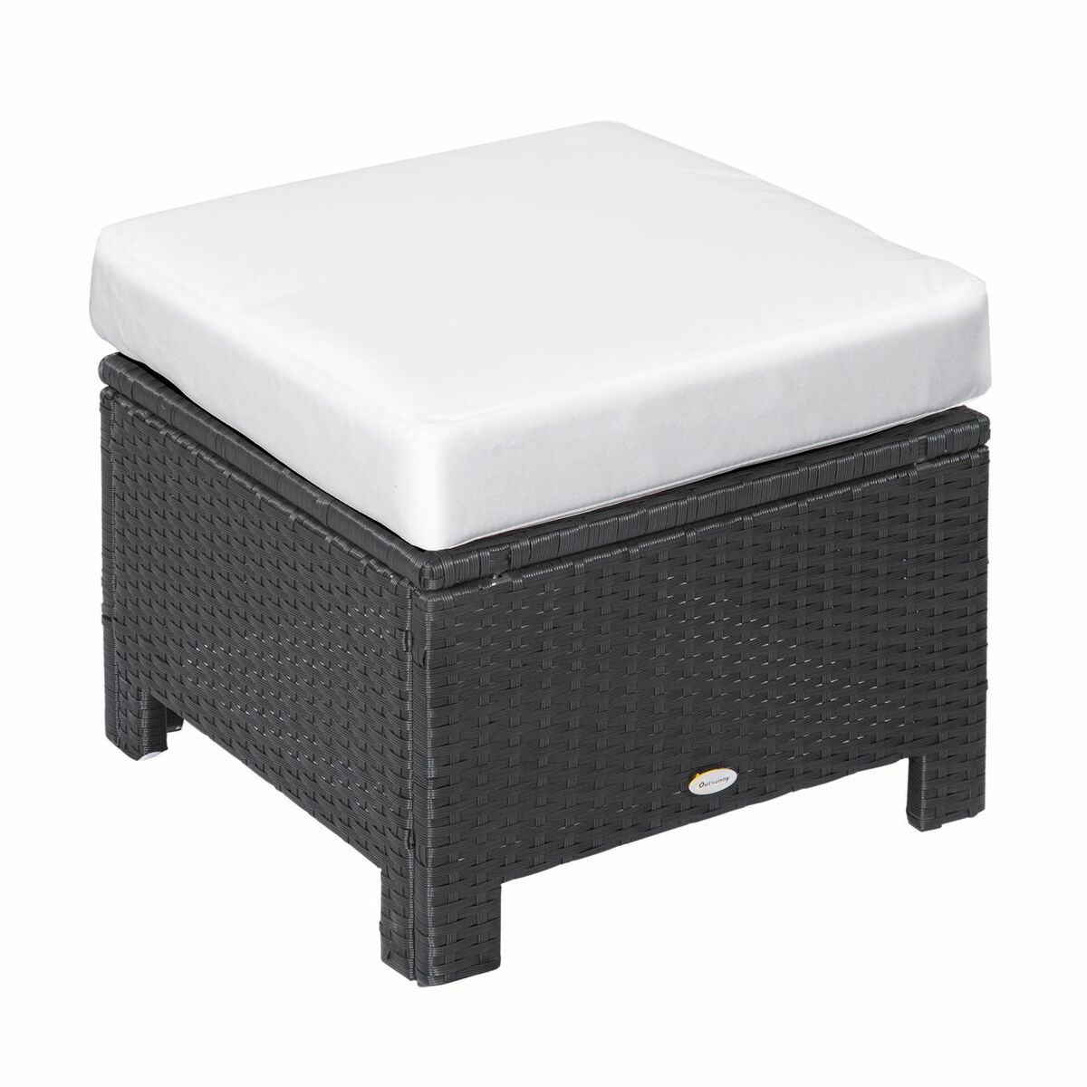 Bild 1 von Outsunny Poly Rattan Hocker mit Kissen Gartenhocker Fußhocker Sitzhocker
