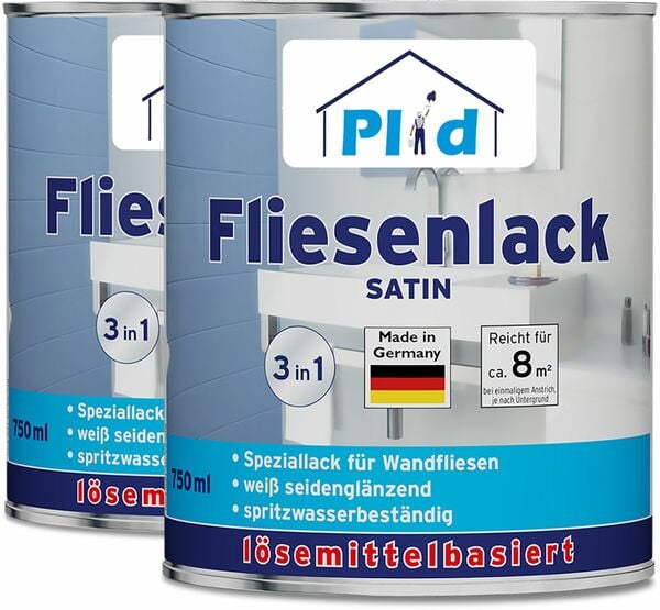 Bild 1 von Premium Fliesenlack Fliesen Lack  Fliesenfarbe Fliesen steichen Weiß - Seidenglänzend