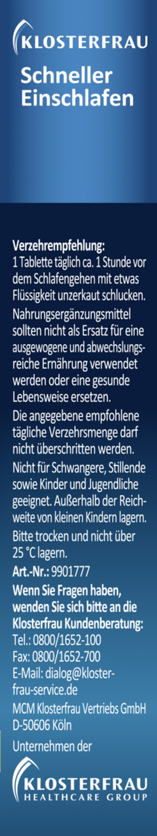 Bild 1 von Klosterfrau Schneller Einschlafen Tabletten