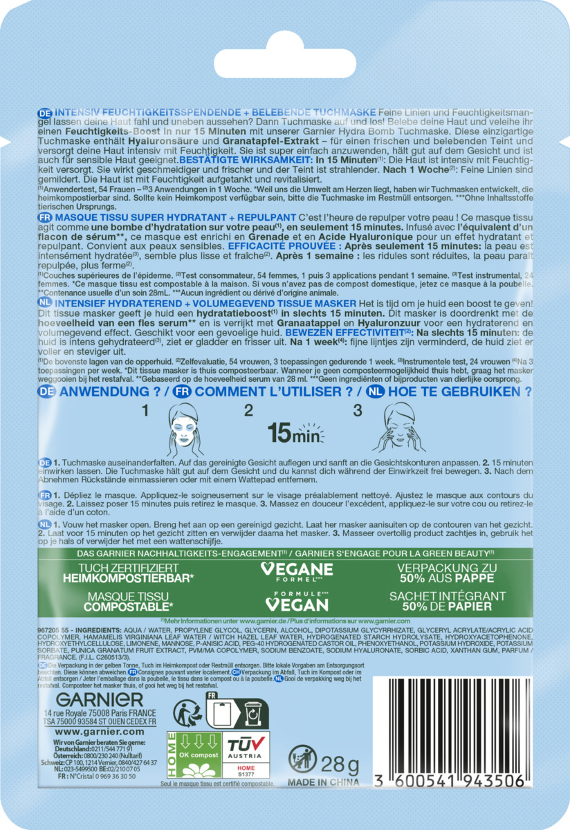 Bild 2 von Garnier SkinActive Hydra Bomb Tuchmaske Granatapfel