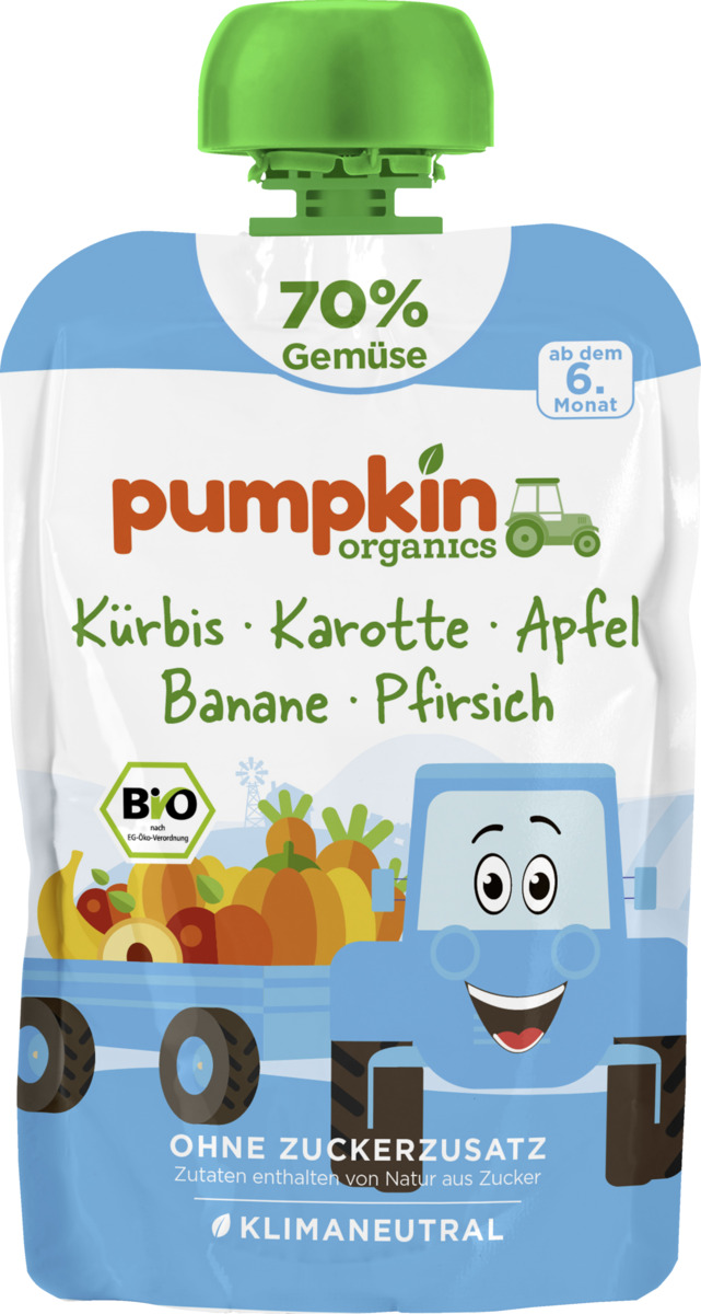 Bild 1 von Pumpkin Organics Bio "Wonne" Kürbis, Karotte, Apfel, Banane, Pfirsich
