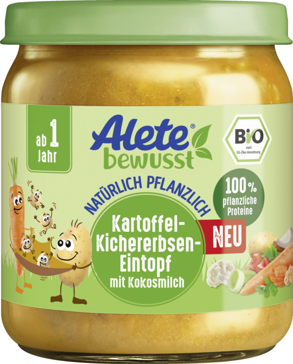 Bild 1 von Alete bewusst Bio Kartoffel-Kichererbsen-Eintopf mit Kokosmilch