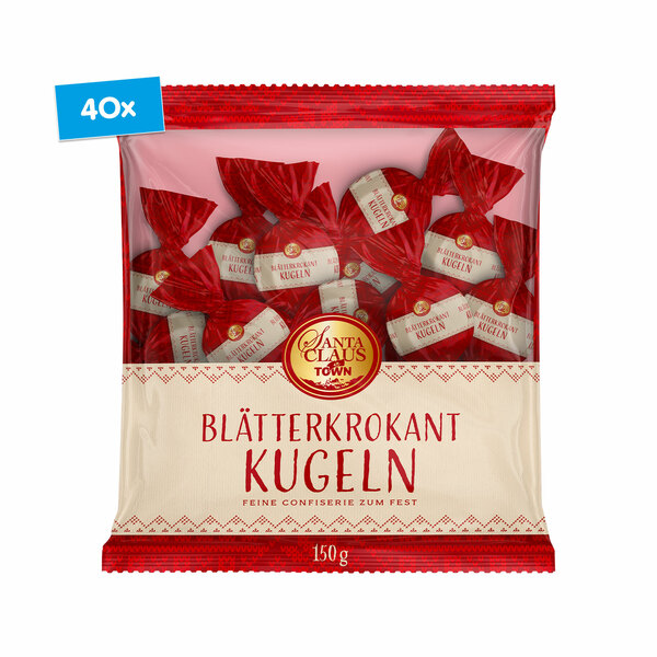 Bild 1 von Santa Claus in Town Blätterkrokant Kugeln 150 g, 40er Pack