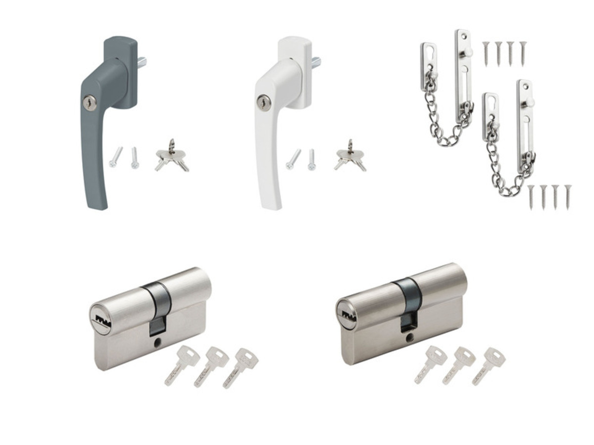 Bild 1 von Fenstergriff abschließbar / Türzylinder 60 mm, 65 mm/ Türkettenschloss 2er-Set