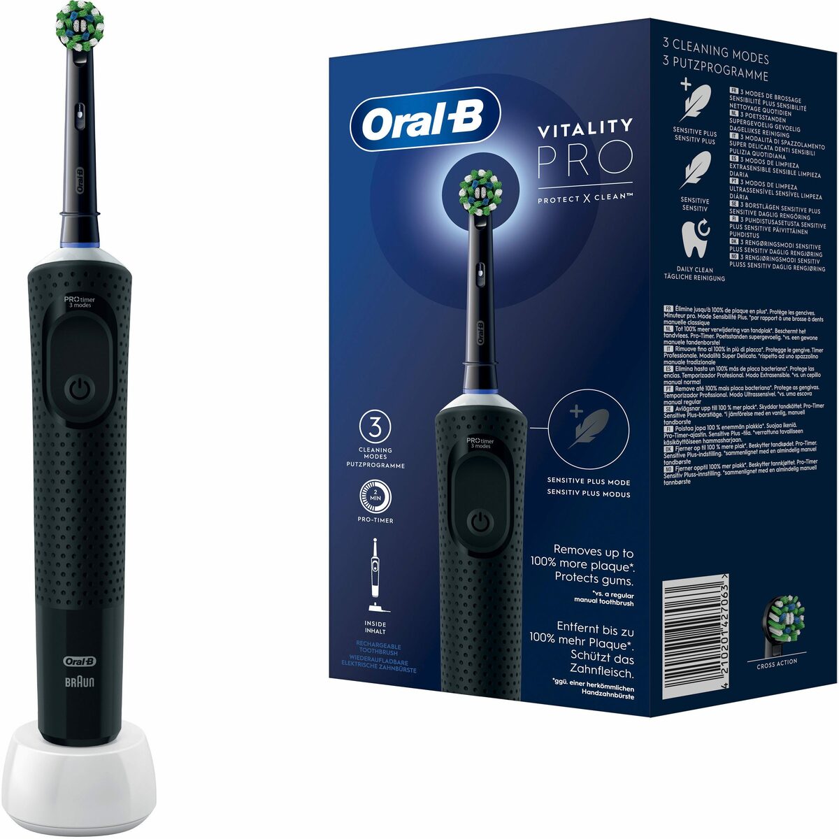 Bild 2 von Oral B Elektrische Zahnbürste Vitality Pro, Aufsteckbürsten: 1 St., 3 Putzmodi