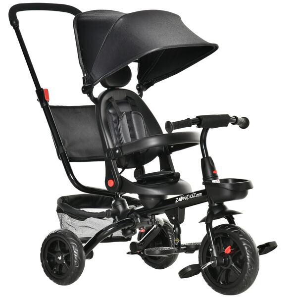 Bild 1 von HOMCOM Dreirad Veränderbar in 4 Formen 111,5L x 52B x 98H cm | Dreirad Kinderwagen Jogger mit Lenksystem  4 in 1 Fußstütze