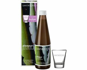 SANTAVERDE Aloepur mit gratis Trinkglas 330 ml