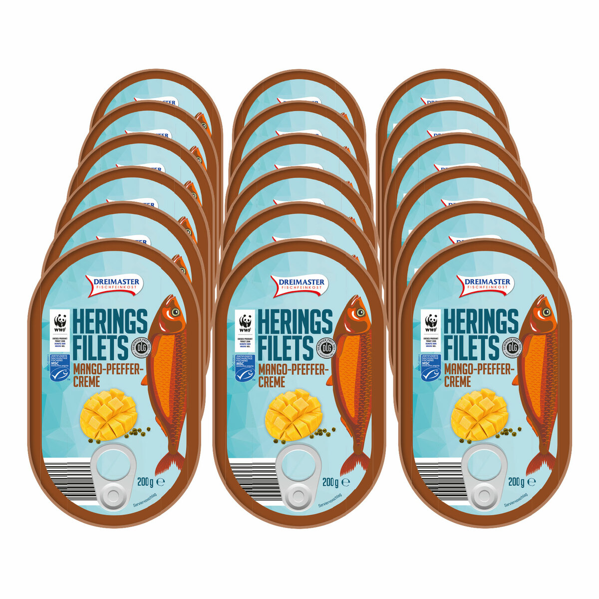 Bild 1 von Dreimaster Heringsfilet in Mango-Pfeffercreme 200 g, 18er Pack