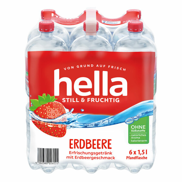 Bild 1 von Hella Mineralwasser Erdbeere 1,5 Liter, 6er Pack
