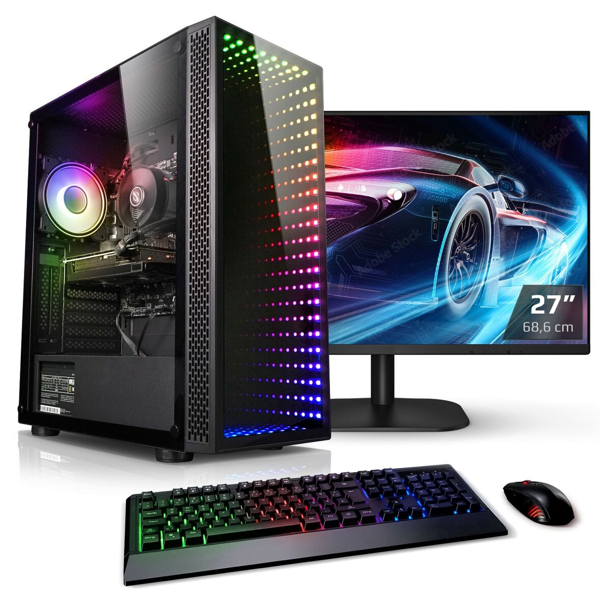 Bild 1 von PC Set mit 27 Zoll TFT Allround AMD Ryzen 5 4600G, 32GB DDR4, AMD Vega Grafik, 1TB SSD, WLAN