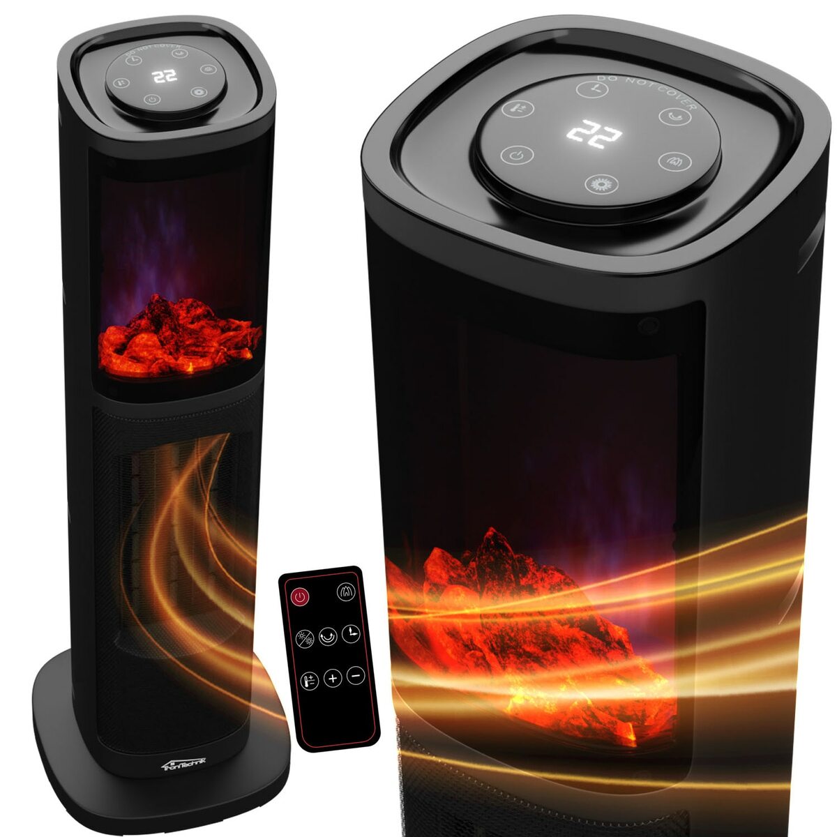 Bild 1 von Turmheizer mit Keramikelement, Heizgerät mit simulierten Flammeneffekt, 2000 W
