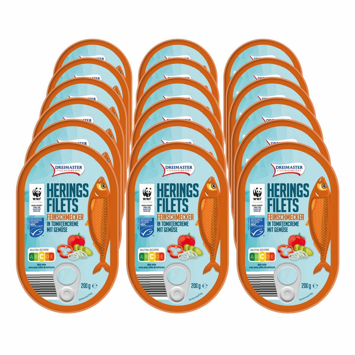 Bild 1 von Dreimaster Heringsfilet Feinschmecker 200 g, 18er Pack