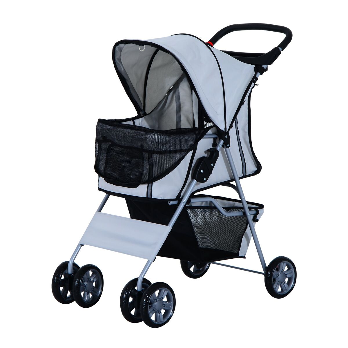 Bild 1 von PawHut Hundewagen mit Gitternetz grau, schwarz 75 x 45 x 97 cm (LxBxH) | Hundebuggy Hunde Stroller Pet-Stroller Buggy